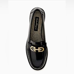 FERRAGAMO Gancini Leather Loafers, Women Size 7.5C NWT